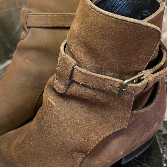 SAINT LAURENT Light Brown Suede Boots Ankle Strap Size 41 - Picture 8 of 10